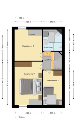 Plattegrond - Kuipershoek 36, 4924 BW Drimmelen - Eerste verdieping.jpg